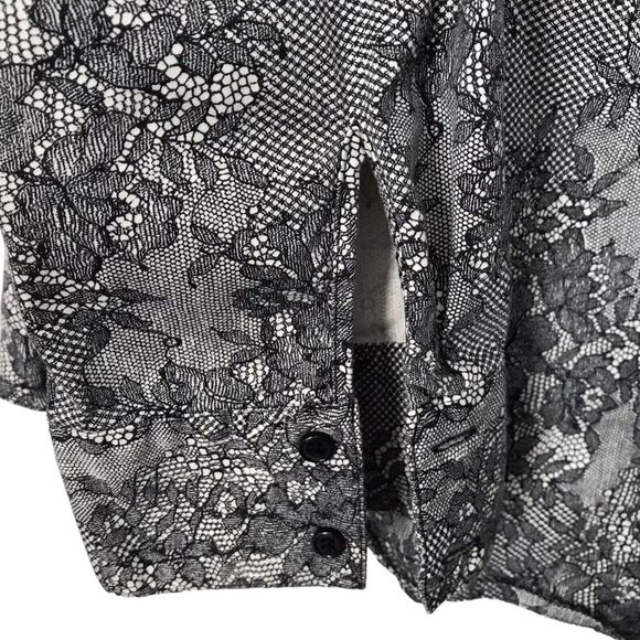 Lane Bryant Womens Top Size 26 Black Floral Long Sleeve Button Down Blouse - Picture 6 of 11